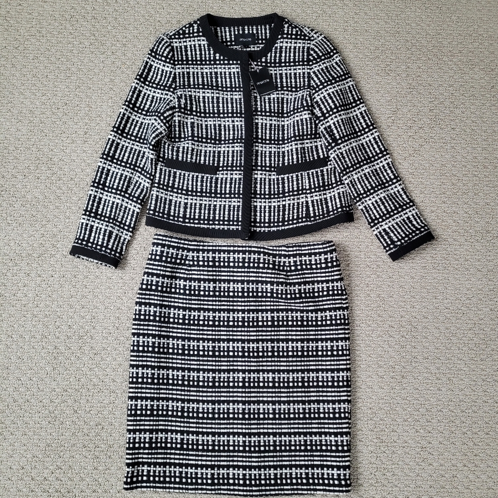 Ping Pong Black and White Tweed Skirt + Jacket Set